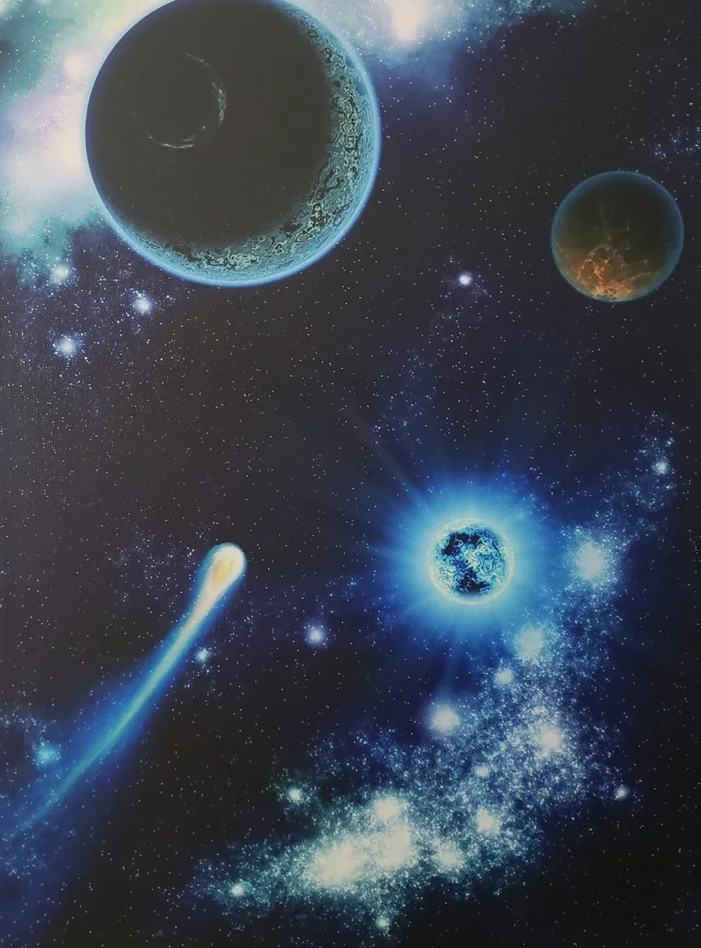 Illuminated Canvas Wall Art Outerspace Panoramic Glows Light Up Home Decor NWT